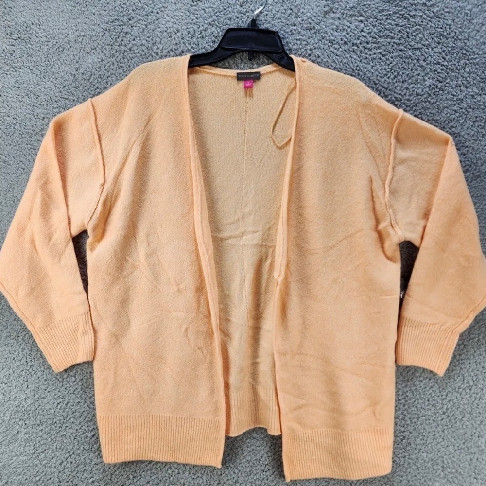 Vince Camuto Open Cardigan Women's Small Apricot Ribbed